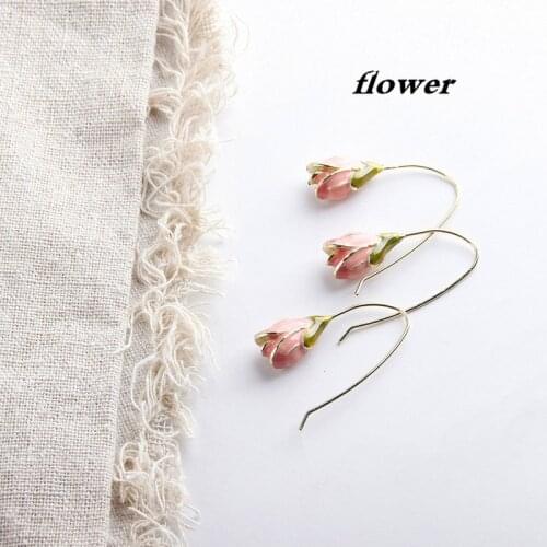 Fresh Temperament Petal Tulip Bell Flower Hair Accessories Big Ear Hook DIY Handmade Jewelry Earring Accessories