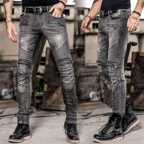 New Light Gray Uglybros Jeans Motorcycle Jeans Scooter Heavy Machine Cruiser motorbike pants man moto Protection pants