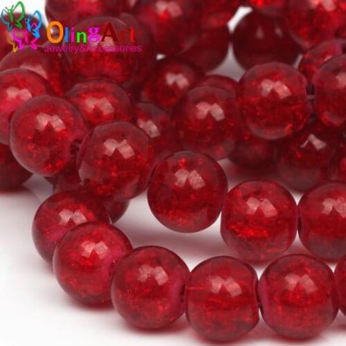 OlingArt Glass Bead Red Round 10MM 30Pcs Crack Beads mix Crystal spacers DIY earring Bracelet necklace jewelry making 13