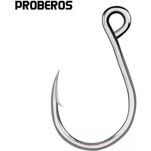 PROBEROS 20pcs/lot 2# 4#-6# 1/0# 3/0# 5/0# 11/0# Stainless Steel Strong Jigging Hook Jig Big Fishing Hook Saltwater Fish Hook