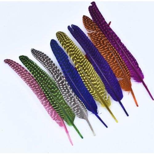 Colorful Polka Dot Dyed Guinea Hen Feathers for Crafts 15~20cm 6-8" Pheasant Feathers for Clothes Plumas Carnaval Feather Decor