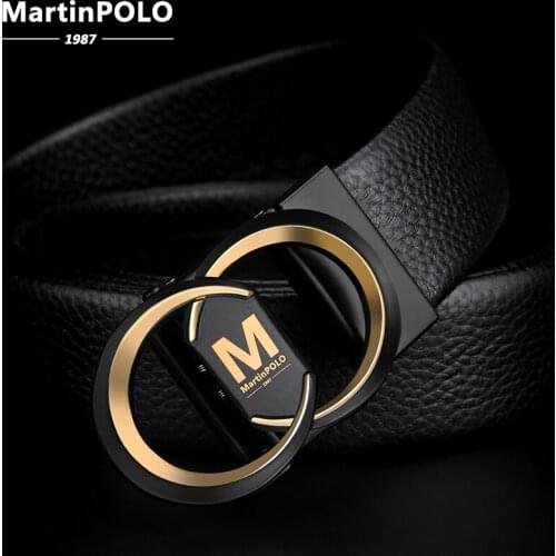 MARTINPOLO Men Belts Genuine Leather Luxury Strap Male Belt for Man Homme Buckle Vintage Jeans Cintos Masculinos Ceinture MP4703