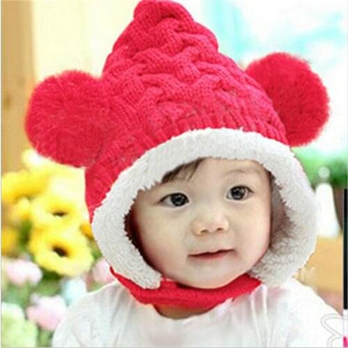 Lovely Warm Winter Baby Hat Plus Woolen Newborn Infants Cap