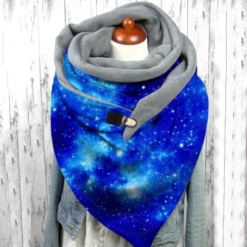 Unisex Fashion Winter Women Scarf Turban Scarves Seamless Bandana Starry Sky Print Button Soft Headwrap Echarpe Femme #T2G
