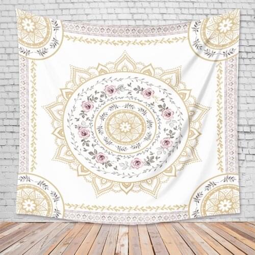 Bohemian Floral Mandala Tapestry Wall Hanging India Hippie Psychedelic Tapiz Trippy Boho Home Decor Dorm Background Decoration