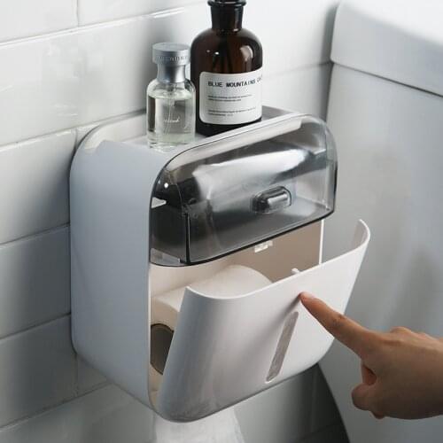Waterproof Wall Mounted Toilet Paper Holder Paper Towels Roll Paper Storage Box Double Layer Dispenser Bathroom Organizer Tools