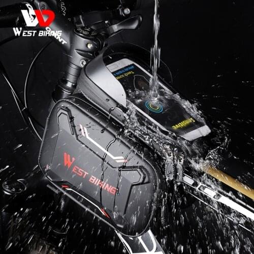 WEST BIKING MTB Bike Bag Waterproof Touch Screen Bicycle Top Front Tube Frame Bags 6.2 Phone Case Cycling Bike Top Tube Bag