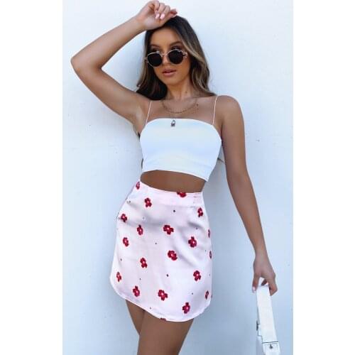 Skirts womens 2021 spring foreign trade womens new printed short skirt high density satin A-line skirt y2k clothes Sweet skirt