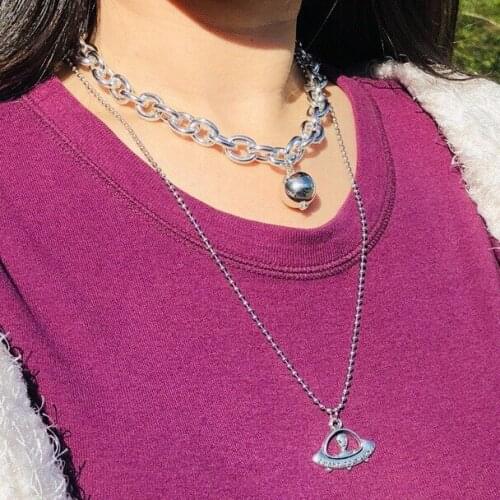 Gothic Alien Friends Beads Woman Choker Necklace Punk Women Jewelry Accessories Necklaces for Women Pendant Necklace on the Neck