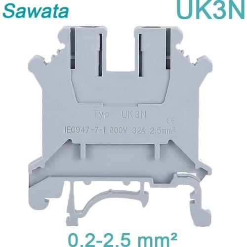 100Pcs Din Rail Uk3n Wire Cable Terminal Block UK-3N Universal Conductor Electrical Screw Connection Terminal Block Connector