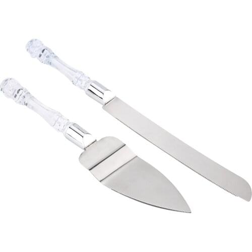 2Pcs Stainless Steel Cake Shovel Cutter Knife Set Wedding Cake Spatula Baking Kitchen Tool