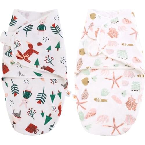 2PCS Baby Sleeping Bag Newborn Envelope Cocoo Wrap Swaddle Soft 100% Cotton 0-6 Months Sleep Blanket For Baby Sleep