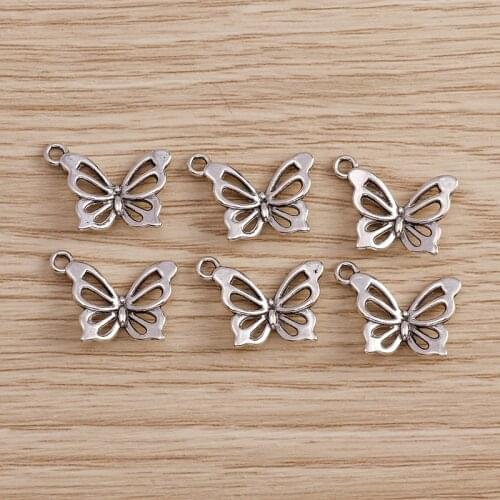 20pcs 20*15mm Cute Butterfly Charms Jewelry Making DIY Silver Color Animal Charms Pendants Fit Necklaces Earrings Accessories