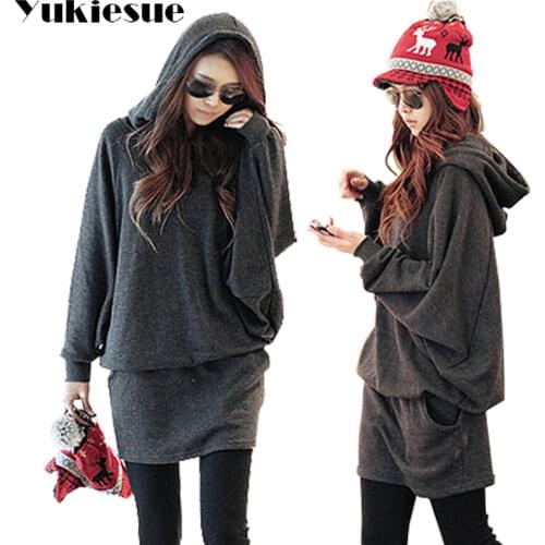 2018 winter autumn hood hoodies sweatshirt Women Autumn Long batwing Sleeve Hooded Casual Patchwork Hoodies Pullover femme