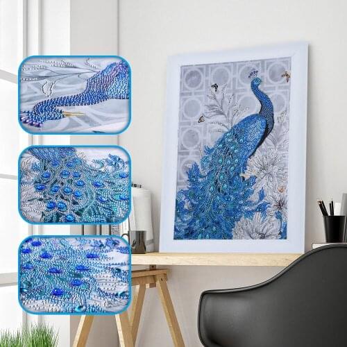 Diamond Art Kits 5D Diamond Painting Animal Peacock DIY Special Shape Diamond Cross Stitch Craft Picture Home Wall Decoration