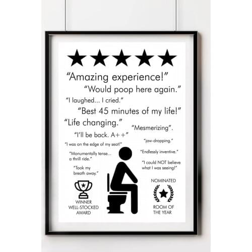 Black White Bathroom Quote Sign Print Poster Amazing Experience Would Poop Here Again Toilet Art Canvas Painting Bathroom Decor