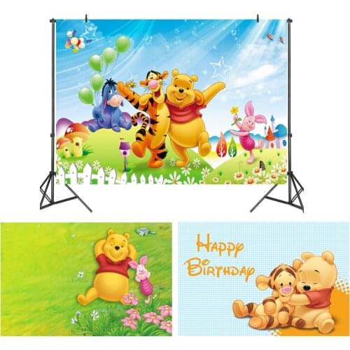 Childrens Winnie Theme birthday backdrop Customize background newborn shower Backdrop Photography Background For Photo Studio