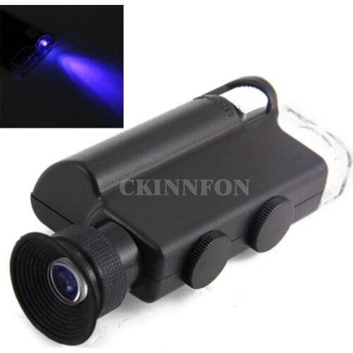 DHL 100PCS 200x-240x Mini LED Handheld Adjustable Pocket Microscope Magnifier Loupe