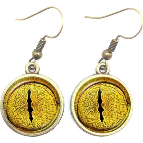 Dragon Eyes Glass Cabochon Drop Earrings Animal Eyes Dragon Snake Owl Cat Tiger Eyes Earrings Jewelry For Women Girls Gift