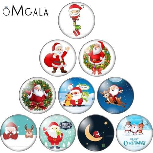 Beauty Fashion Merry Christmas 10pcs 12mm/18mm/20mm/25mm Round photo glass cabochon demo flat back Making findings