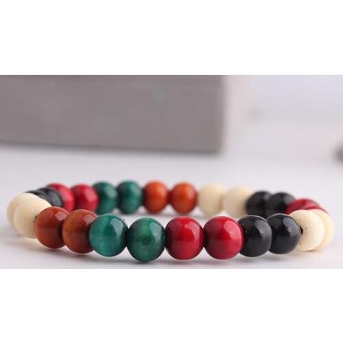 Colorful wood beads single circle elastic lovers Bracelets for women wholesale