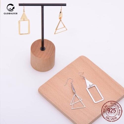 Fashion s925 sterling silver Asymmetrical geometric earrings Exaggerated long fringed bright earrings Free shipping 214