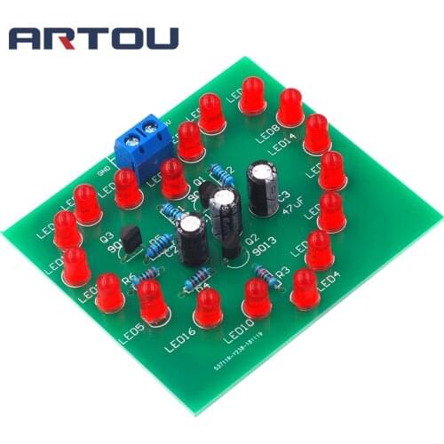 DIY Kit Music Flash Light Kits 18 LEDs Heart-Shaped Red Green Dual-Color Flashing Happy Birthday Music Gift Electronic Fun Parts