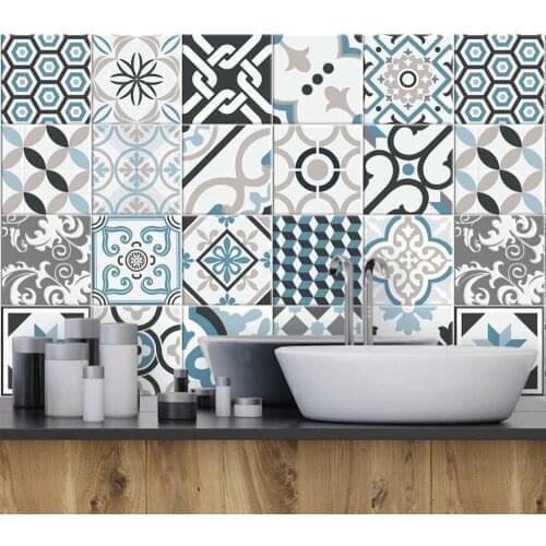 Packaging 24 tile stickers size 15x15 cm - Made in Italy PVC for bathroom and kitchen stickers Design - Oslo