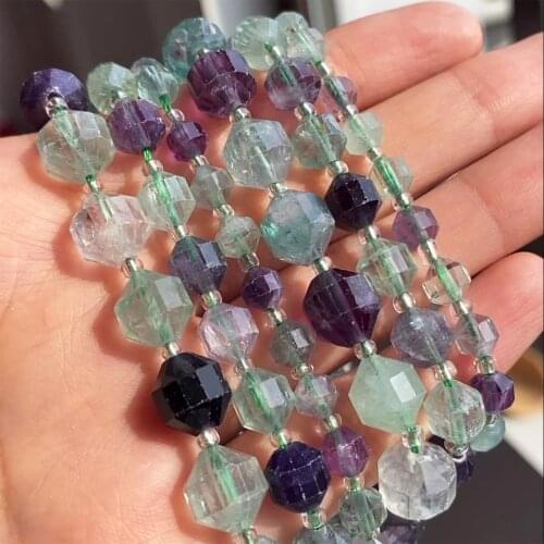 6 8 10mm Natural Faceted Stone OIive Shape Colorful Fluorite Bead DIY Bracelet Necklace Loose Spacer Beads For Jewelry Making