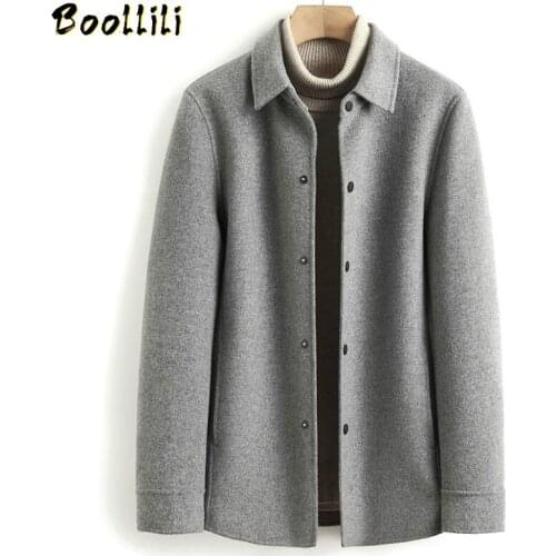 Boollili 2020 New Wool Coat Men Spring Autumn Casual Double-sided Wool Jacket Coats for Men Overcoat Erkek Mont