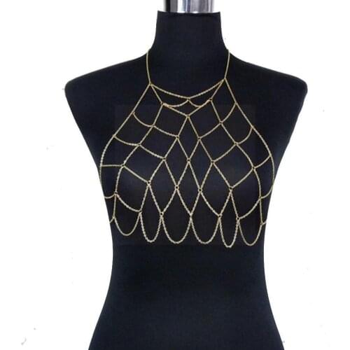 New Fashion Sexy Beach Show Handmade Geometric Mesh Belly Jewellery Body Body Bikini Chest Chain Body Chains Chest Chain Br X7X7