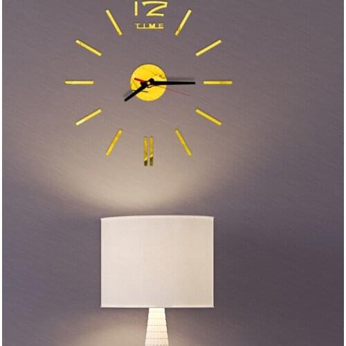 New 3D Wall Clock Modern Design DIY Acrylic Mirror Stickers Clock for Living Room Bedroom Home Decor Large Silent Elreloj Mural