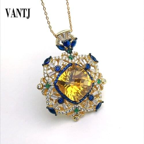 New Design Natural Citrine Pendant Sterling 925 Silver Gemstone Cushion Cut 10mm Necklace for Woman Lady Party Gift