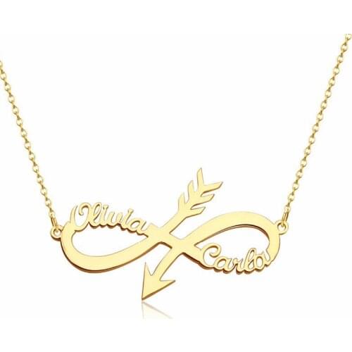 Custom Arrow Name Necklace Personalized Gold Infinity Necklaces For Women Stainless Steel Jewelry Handmade Gift