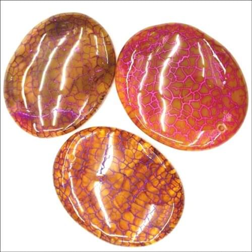 3pcs natural crack agatee stone pendants natural semi precious stone jewelry pendants oval shape wholesale jewelry round heart