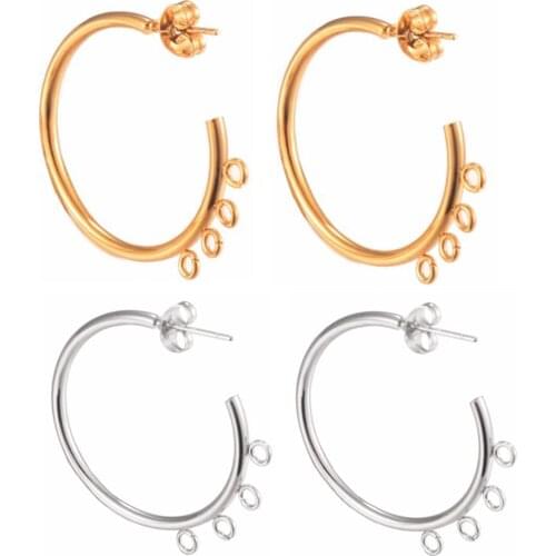 Stainless Steel Simple Designed 26mm DIY Earrings Round Buckle Accessories for Women Casual Wearing