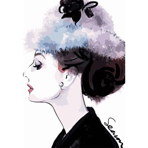 Frame DIY Women Hat Painting By Numbers Figure Girl Picture Canvas By Numbers Modern Abstract Handpainted Oil Painting For Home