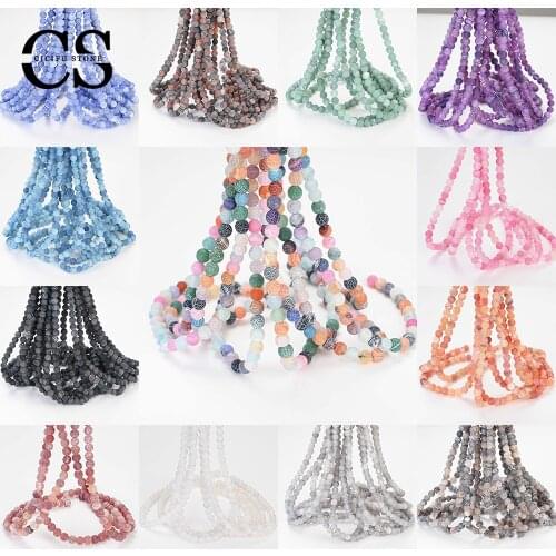 Colorful Weathered Agates Beads Round Stone Beads Loose Beads for Jewelry Making Bulk DIY Bracelet Accessories 4/6/8/10/12 MM