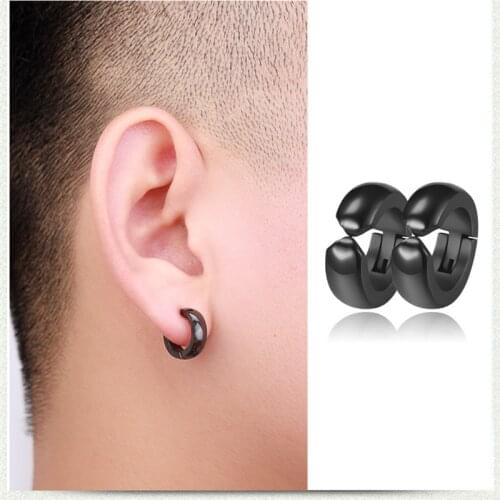 Classic Hop Hop Style Stainless steel Earrings For Women Men Punk Clip Ear Jewelry Party Gifts 2 pieces Wholesale