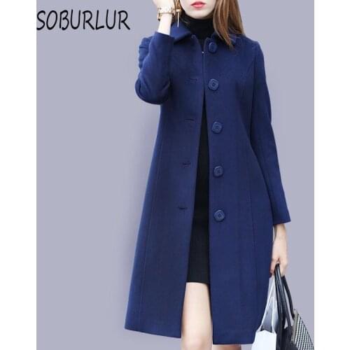 Женские черные пальто SOBURLUR China At AliExpress