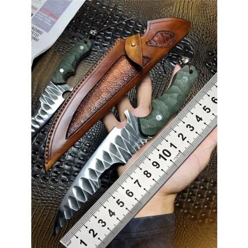 Outdoor Straight Knife DC53 Steel Fixed Blade Self-Defense Sharp Camping Tool EDC Multi-Function Knife Survival Fruit Knife