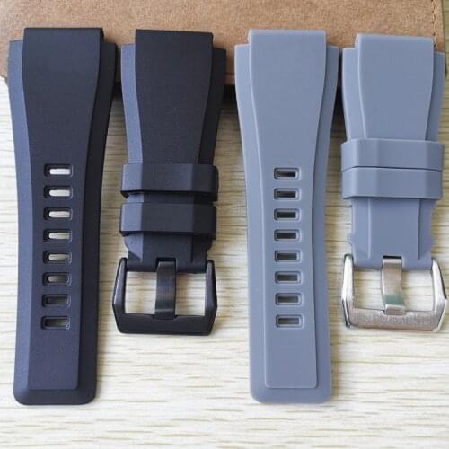 Top Quality Soft Dustproof 34mm*24mm Convex Silicone Rubber men Watchband For Bell Watch Strap Ross BR01 BR03 Bracelet Belt