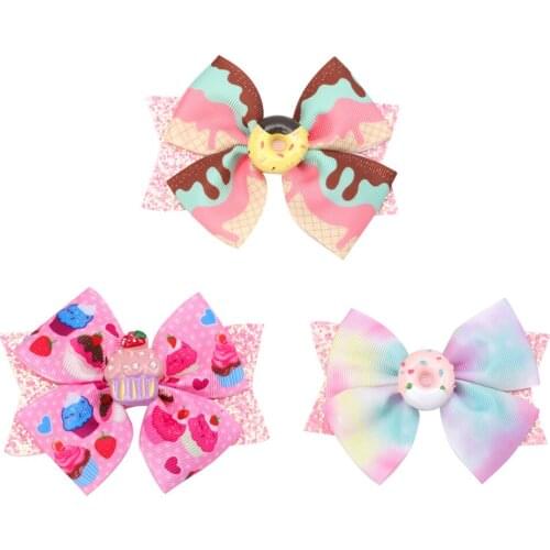 4 IN Big Cheer Hair Bow Pinwheel Hair Clips for Girls Kids Stack Letters Flower Hair Bows Hairpins Mothers Day Hair Accessories