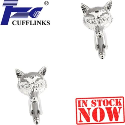 Siver Fox Animal Cufflink Cuff Link 2 Pairs Free Shipping Promotion