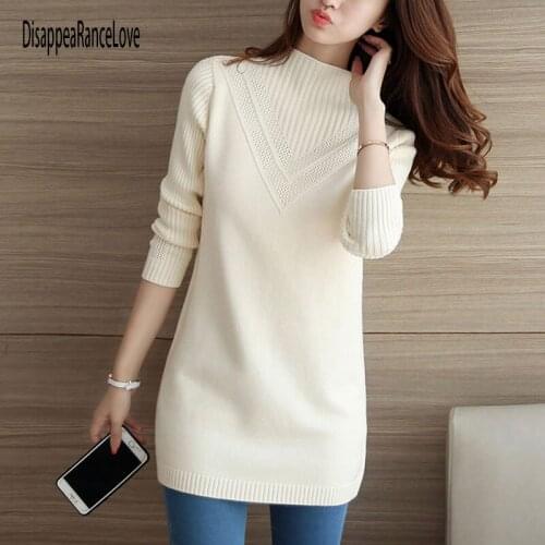 2021 NEW female sweater outerwear medium-long basic pullovers office lady sweater thickening solid color turtleneck Sweater