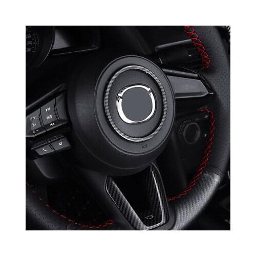 2* Carbon Fiber Look Steering Wheel Center + Bottom Trim For Mazda CX-5 KF 17-19