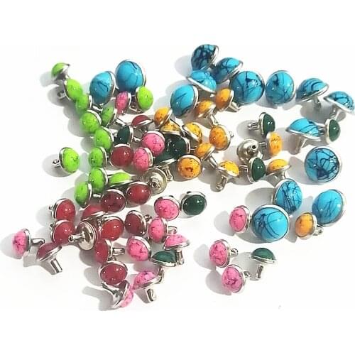 50Pcs National style Colored Turquoise Rivets DIY Metal Rivets Punk for Shoes Bags Jeans Clothes Crafts Supplies Belt screw