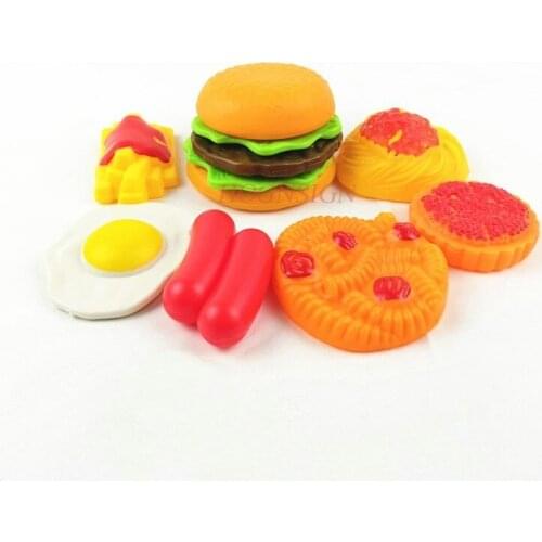 7pcs Kitchen Toys Girl Toy Emulation Food Red Bean Biscuit Fried Strawberry Cake French Fries 2021