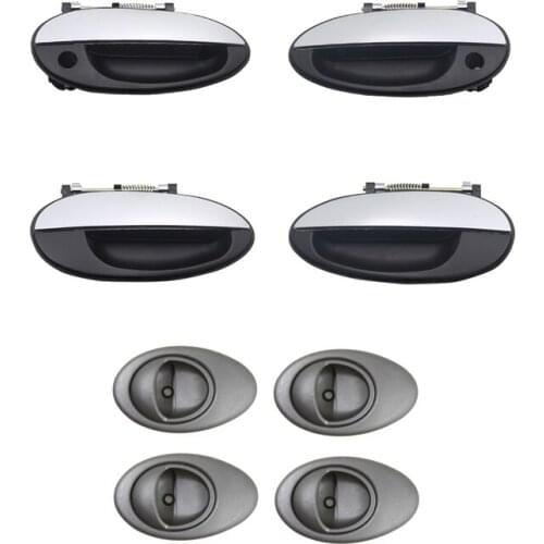 8PCS CHROME EXTERIOR BLACK INNER DOOR HANDLE For DAEWOO Matiz 1998 1999 2000 2001 2002 2003 2004 2005