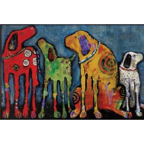Abstract paintings Dogs Decorative art Best Friends modern oil on canvas wall decoration living room Hand painted